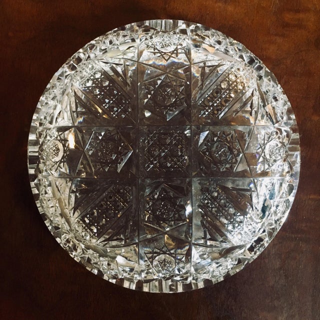 6” American Brilliant Period Cut Glass Low Bowl For Sale - Image 4 of 12