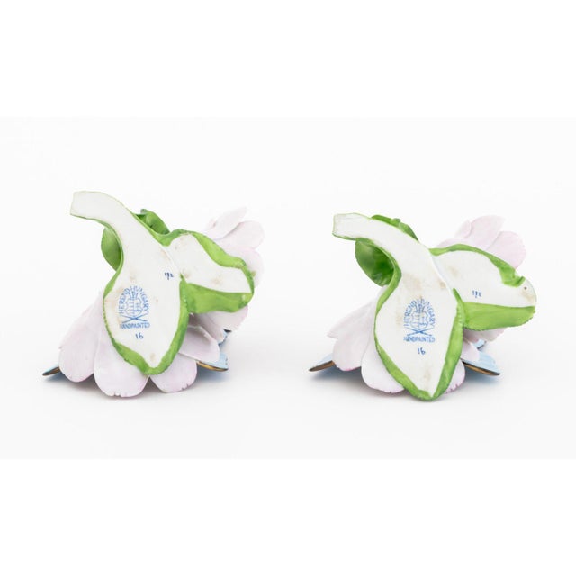 Blue Herend Butterfly and Flower Porcelain Figurines, 2 For Sale - Image 8 of 9