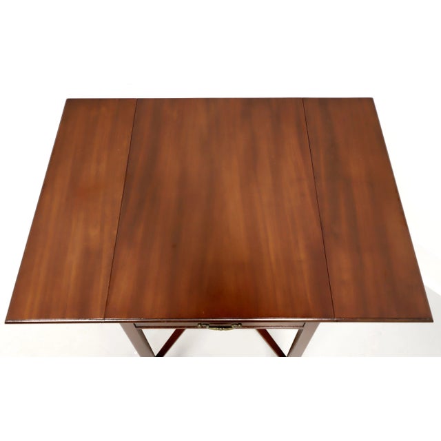 Wood Late 20th Century Chippendale Drop-Leaf End Side Table For Sale - Image 7 of 12