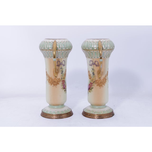 Age: C.1890-1910 Details: Made In Austria Designed By Robert Hanke Brass Rim Bases Ornate Details Nice Decorative Bases...