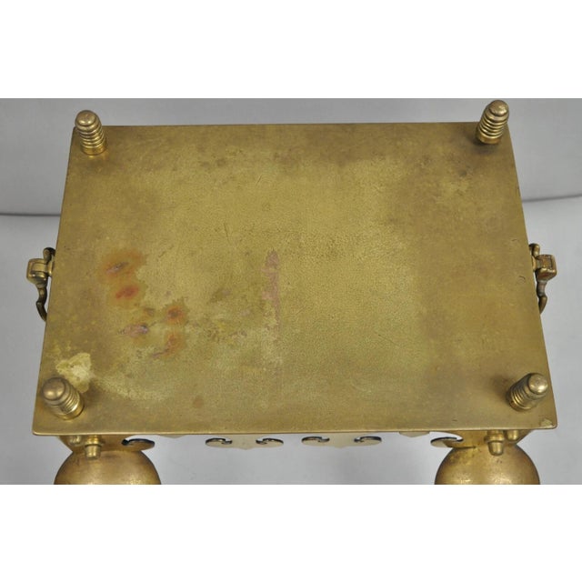 Antique English Victorian Brass Cabriole Leg Fireplace Hearth Footman Trivet For Sale - Image 9 of 11