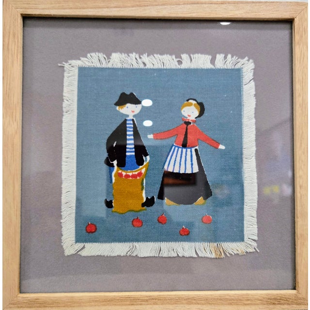 Set of Six Hans Christian Andersen Textile Napkin Artworks by Aase & Preben Jangaard, Framed Danish Mid‑Century For Sale - Image 12 of 13
