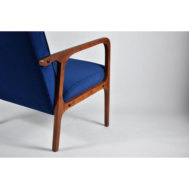 1960s Armchair Model 04-B in Blue Velvet, 1960 For Sale - Image 5 of 14