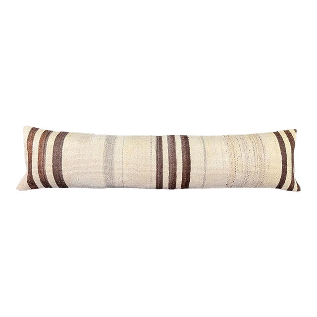 Turkish Hemp Pillow Cushion Natural Beige Brown Cushion Cover 12"x46" For Sale
