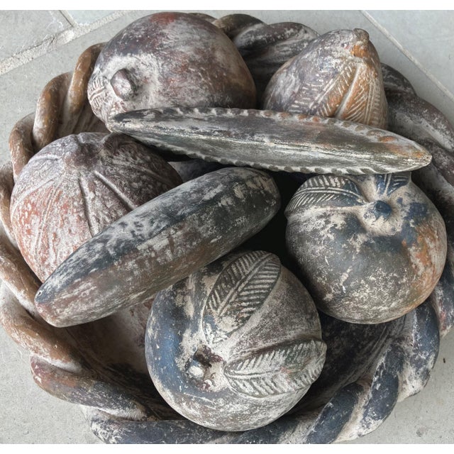 Late 20th Century Late 20th-Century Mexican Barro Rojo (Red Clay) Earthenware Centerpiece Faux Fruit Platter - 8-Pieces For Sale - Image 5 of 18