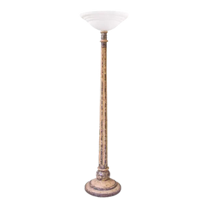 Antique Venetian Floor Lamp With Stone Inlay and Corroso Glass Shade