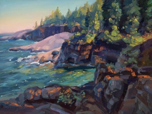 Presque Isle (Day 108), May 30, 2024 by Primary Hughes | Oil Painting of a coastal landscape