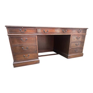 Vintage 72" Walnut Executive Desk - Circa 1950s For Sale