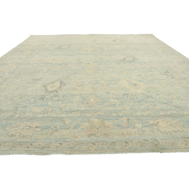 Contemporary Vintage Blue Modern Oushak Rug - 08'11 X 11'06 For Sale - Image 3 of 9