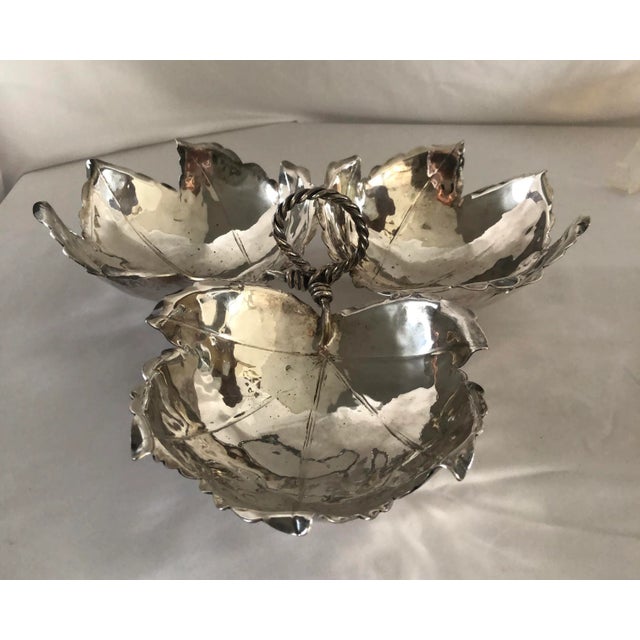 Metal Alfredo Sciarotta Footed Three Leaf Handled Dish For Sale - Image 7 of 7