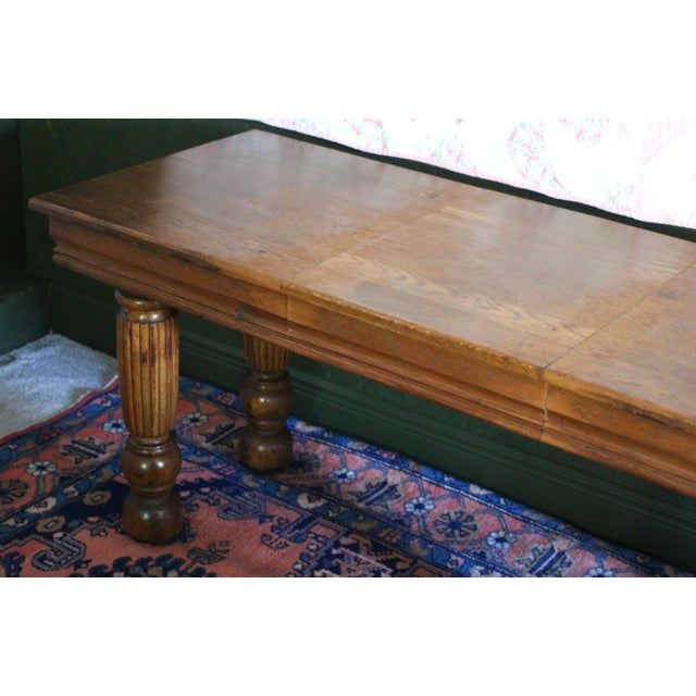 Brown Antique Oak Console Table With Fluted Legs For Sale - Image 8 of 13