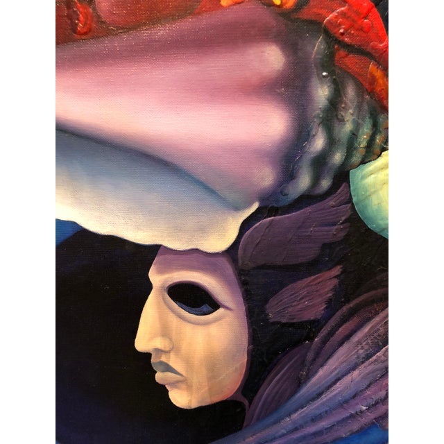 Folk Art German Ramon Duron Lanza, Magic Realist Surrealist Latin American Naive Fantasy Painting, 1998 For Sale - Image 3 of 6