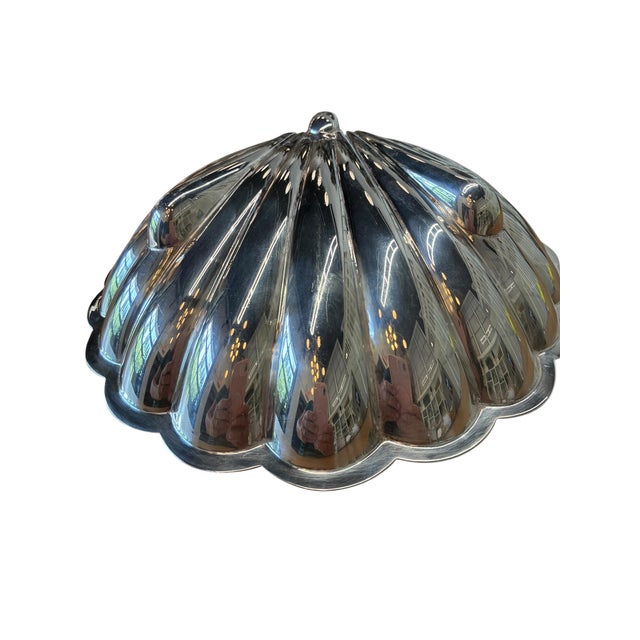 Nautical Vintage Silverplate Scallop Shell Dish With Engraved Crest For Sale - Image 3 of 5