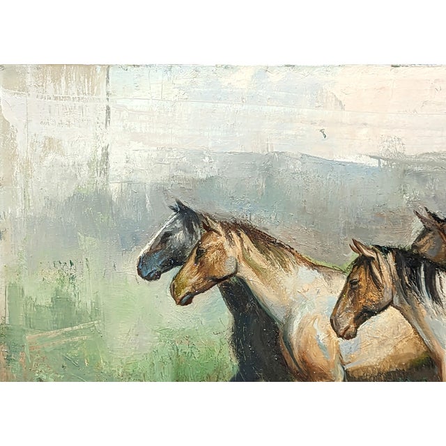 Matthew Paoletti "Four Horses" Contemporary Naturalistic Equestrian Animal Painting of Horses, 2022 For Sale - Image 4 of 10