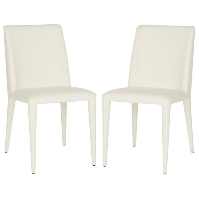18'' Leather Side Chair in White - a Pair For Sale In New York - Image 6 of 6