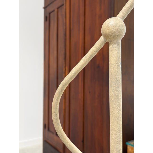 Sculptural Split Reed Cane Rattan Floor Lamp Woven Rope Shade Spherical Metal Feet For Sale - Image 15 of 17