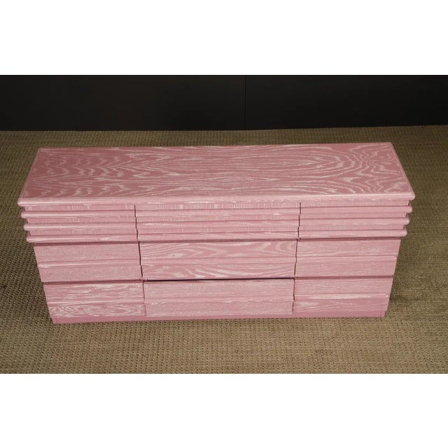 Wood Postmodern Cerused Pink Dresser in the Style of Jay Spectre for Century, 1980s For Sale - Image 7 of 18