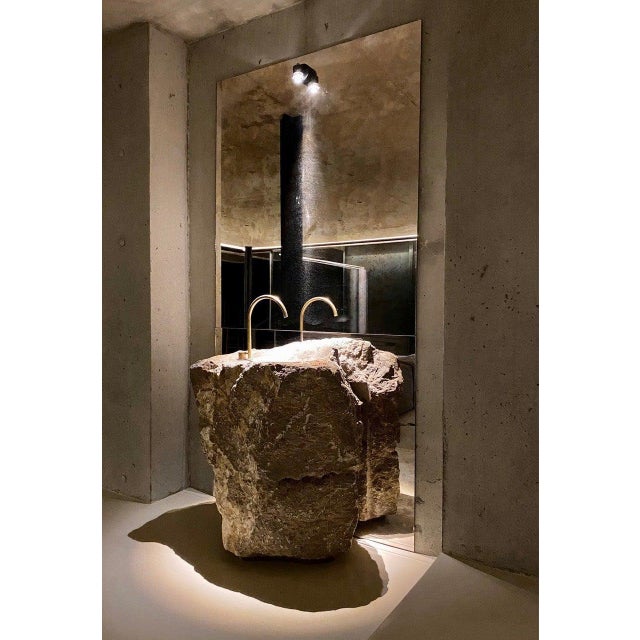 Stone Totem Sink in Jurassic Fossil Stone by Nerinea For Sale - Image 7 of 7