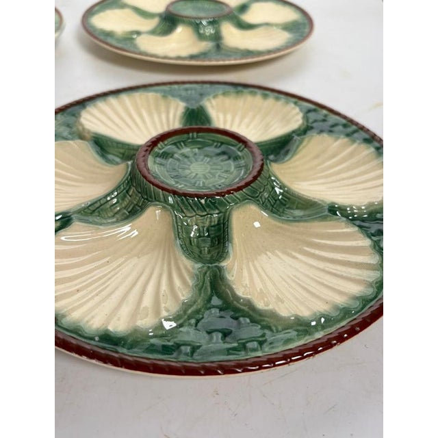 Majolica Oyster Plates, France, Set of 4 For Sale - Image 6 of 14