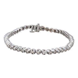 0.80ctw Diamond Tennis Bracelet 10k White Gold 6.75" 3mm For Sale