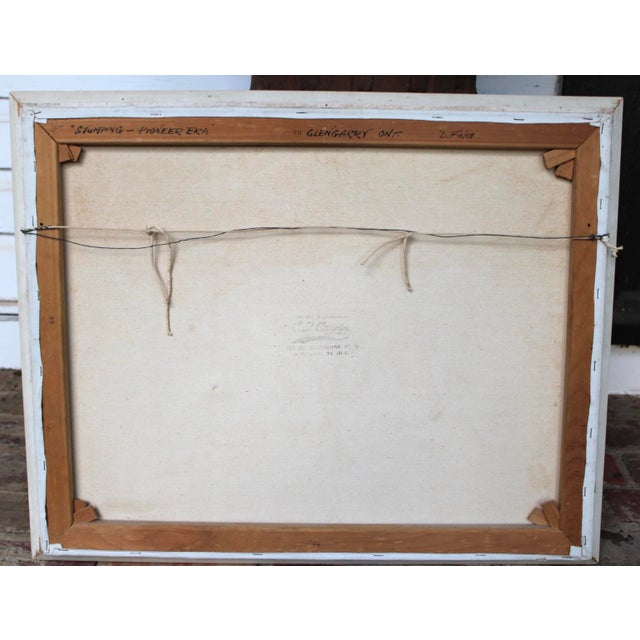 Original Douglas Fales Oil Painting 1967, Oxen Team Pioneer Heritage Art For Sale - Image 4 of 8
