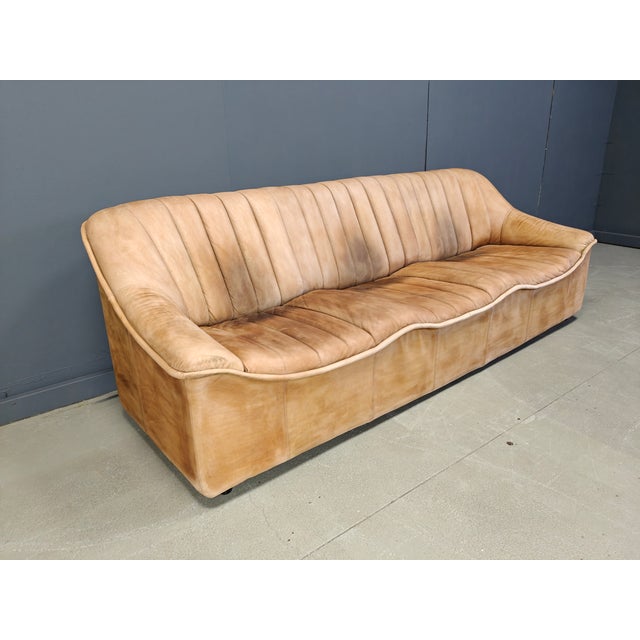 Mid-Century Modern Leather Sofa Set, 1960s, Set of 3 For Sale - Image 7 of 9