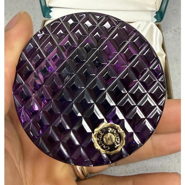 Glass Late 20th Century Cristal d'Albret France Franklin D Roosevelt Sulphide Paperweight Faceted Purple For Sale - Image 7 of 10