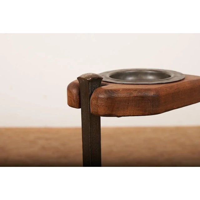 Ash Standing Container in Metal Frame & Wood Bracket For Sale - Image 5 of 12