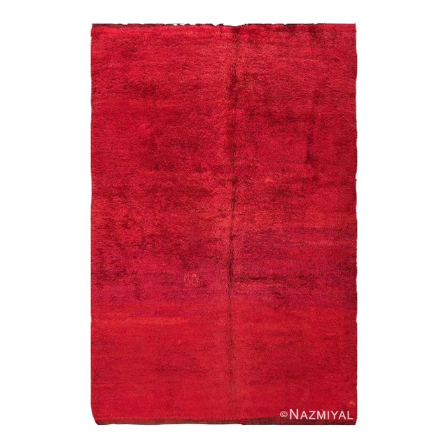 Nazmiyal Collection Vintage Moroccan Red Shag Berber Rug For Sale