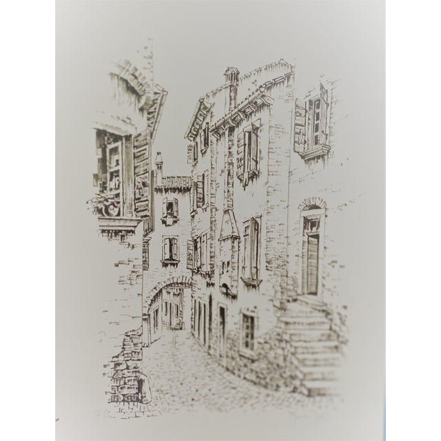 Toni Macchi, Views of a Mediterranean Village, 1978, Ink on Cardboard For Sale - Image 10 of 12