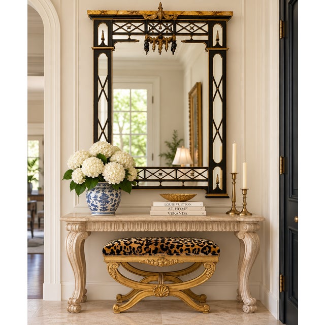 Italian Chinese Chippendale Style Pagoda & Fretwork Faux Marble Painted Mirror For Sale - Image 12 of 12