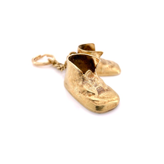 Mid-Century Modern Vintage 14k Baby Shoes Charm For Sale - Image 3 of 14