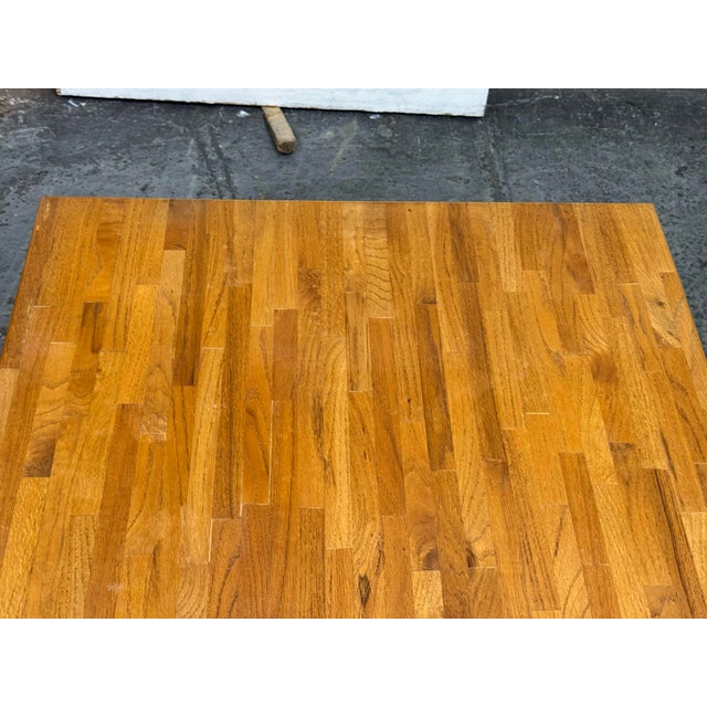 Modern Modernist Butcher-Block Oak Side Table, Vintage For Sale - Image 3 of 12