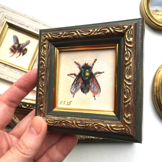 Fly Framed Insect Original Painting by Valeriya Serova For Sale - Image 4 of 6