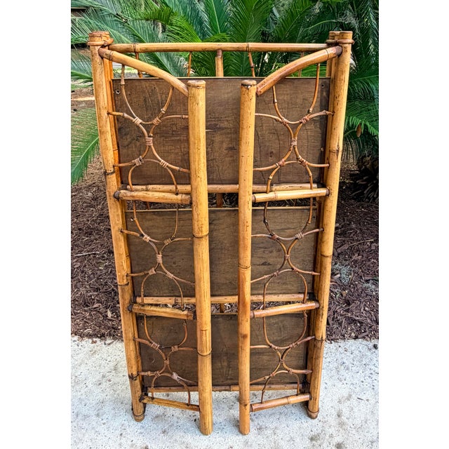 Vintage Burnt Bamboo Folding Shelf For Sale In Savannah - Image 6 of 14