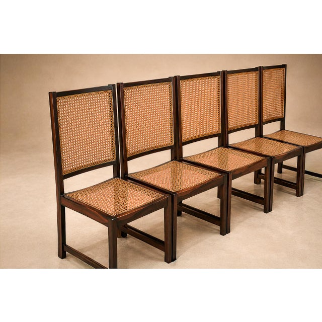 Set of Ten Brazilian Modern Dining Chairs in Rosewood and Cane by Móveis Primus, Brazil, 1960s For Sale - Image 4 of 18