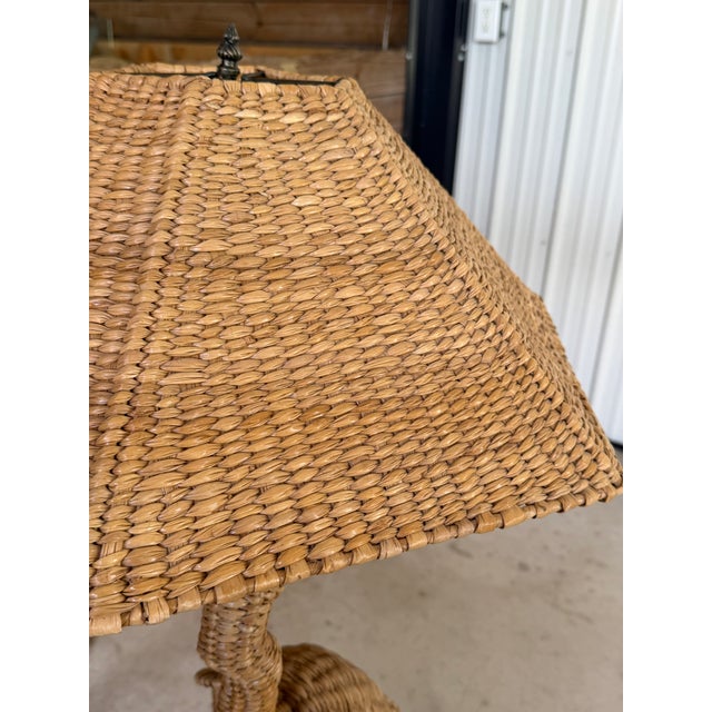 Tan Monumental Mario Lopez Torres Woven Crane Table Lamp For Sale - Image 8 of 11