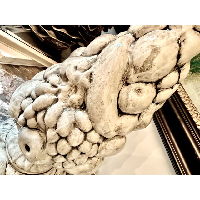 Monumental Vintage 1970’s Majolica Porcelain Fruit Topiary Lamp in the Manner of Casa Pupo, Antique Wash Over Blanc De Chine- A Pair For Sale - Image 4 of 12