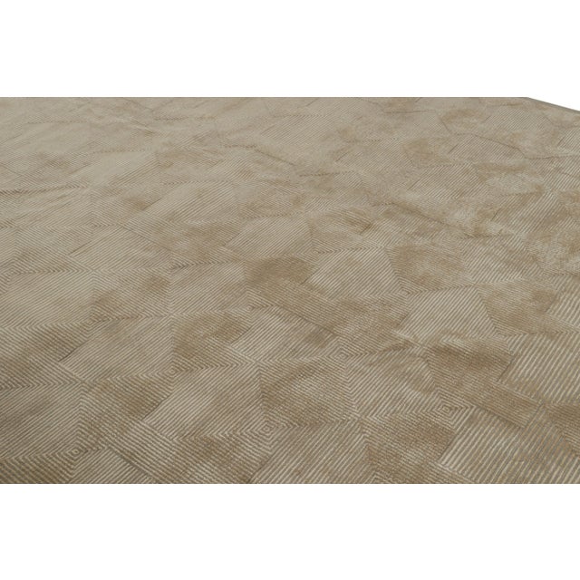 2010s Rug & Kilim’s Cubist Art Deco Style Rug in Beige-Brown Geometric Patterns For Sale - Image 5 of 7