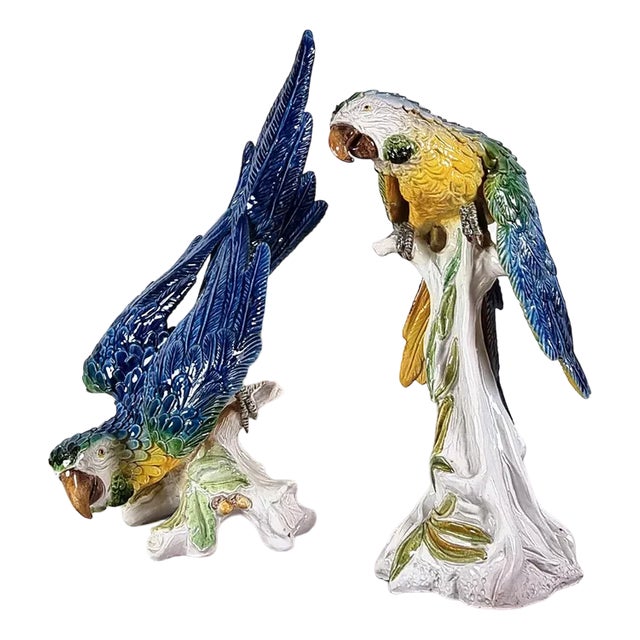 Ceramic Macaws, Set of 2 For Sale