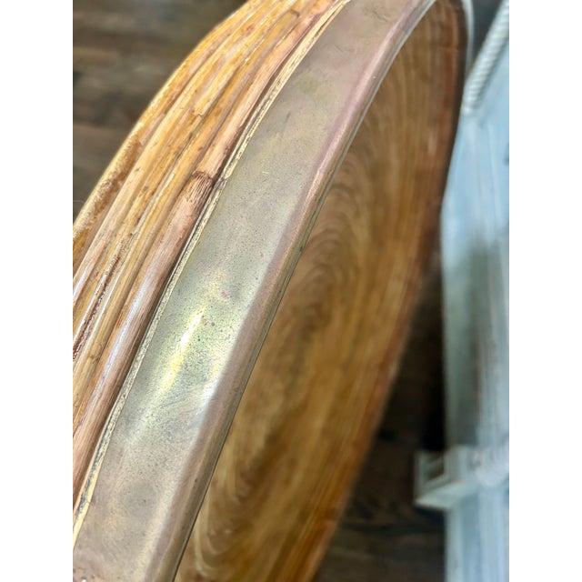 Gabriella Crespi Oversized 35" Vintage Italian Pencil Reed Rattan & Brass Tray For Sale - Image 4 of 10