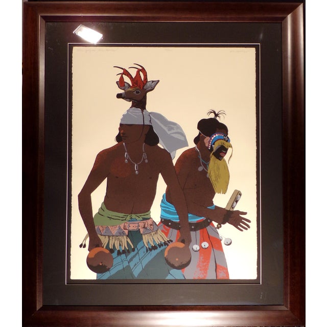 American Louis De Mayo "The Yaqui Deer Dancer" Signed Framed Art Serigraph For Sale - Image 3 of 8