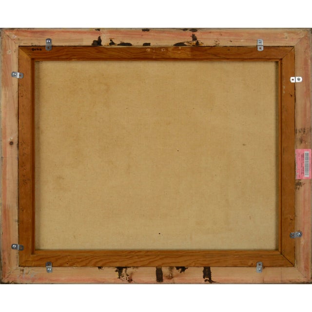 Textile 850 Oak Trees With Red Barn, Mid-Century Pastoral Summer Landscape For Sale - Image 7 of 8