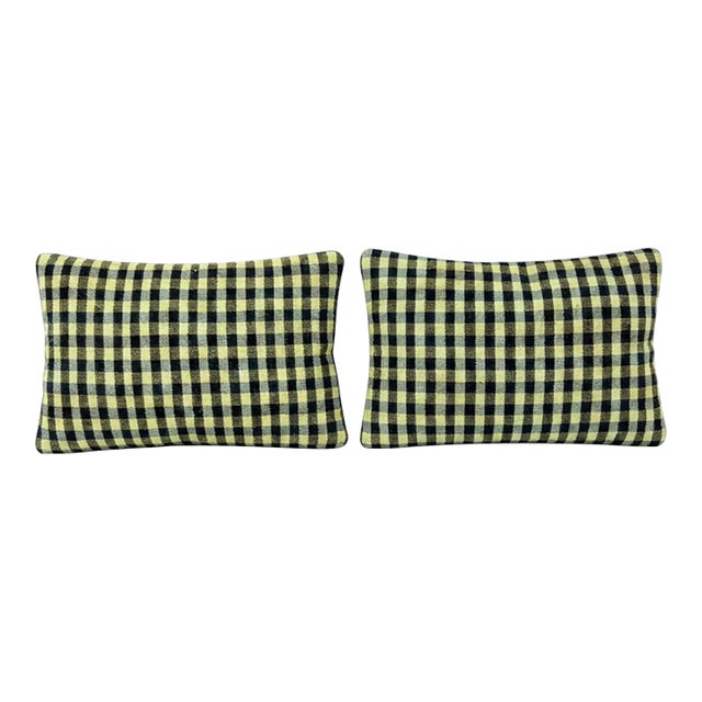 Anatolian Lumbar Kilim Pillow Cover 16'' X 24'' - Set of Two For Sale