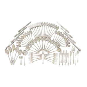 83 Pieces 1847 Rogers Bros. Adoration 1930 Silverplate Flatware Set - Service for 7