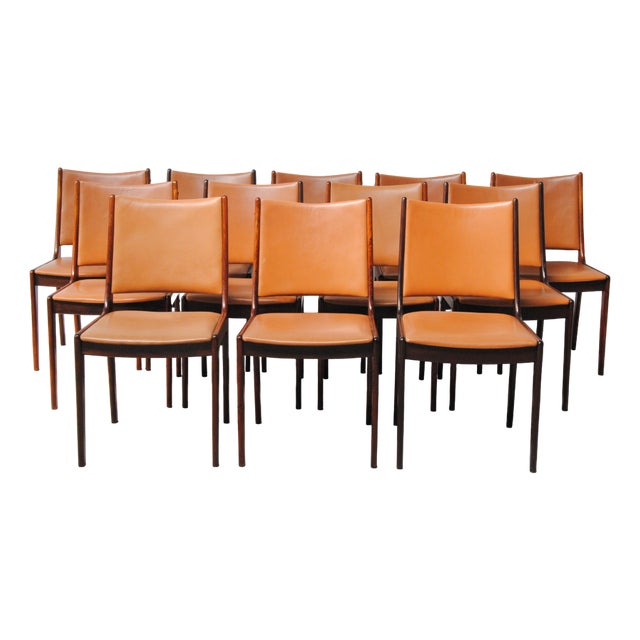 Vintage Dining Chairs in Rosewood by Johannes Andersen for Uldum Møbelfabrik, Customizable Reupholstery, 1960s, Set of 12 For Sale