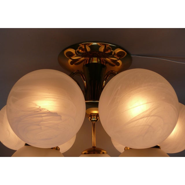 Metal Ceiling Light in Brass & Satin Glass, Germany, 1970s For Sale - Image 7 of 18