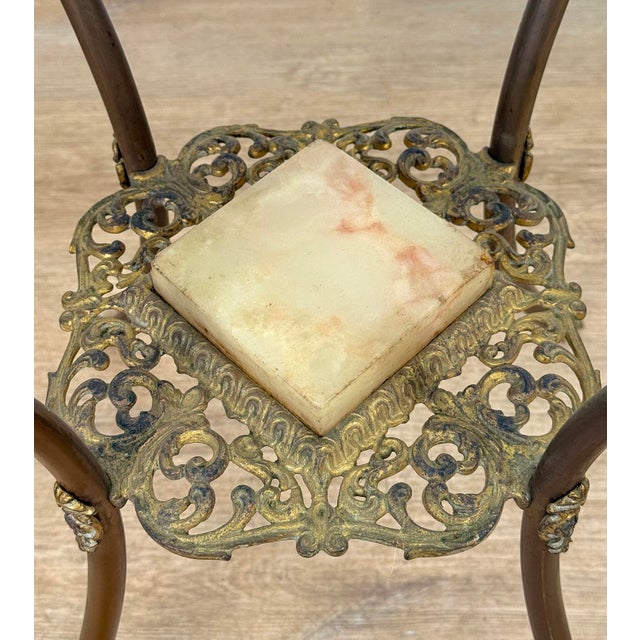 Antique Victorian Two-Tier Onyx Plant Stand Pedestal Table For Sale - Image 9 of 11
