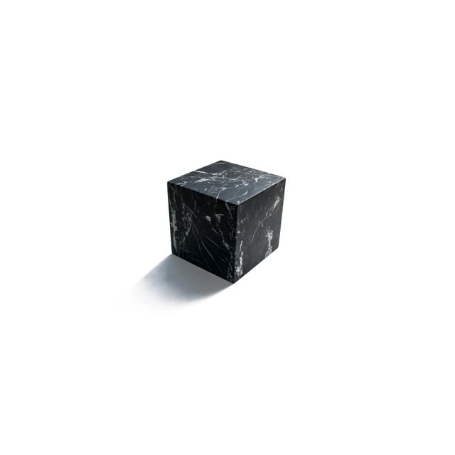 Contemporary Large Decorative Paperweight Cube in Black Marquina Marble For Sale - Image 3 of 10