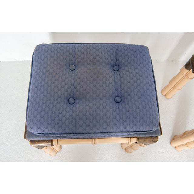 Billy Baldwin Style Mid-Century Modern Faux Bamboo & Brass Upholstered Benches 1960s For Sale - Image 11 of 13